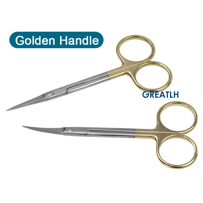 Curved Straight Head Serrated Scissors Eye Surgical Tool Ophthalmic Instrument