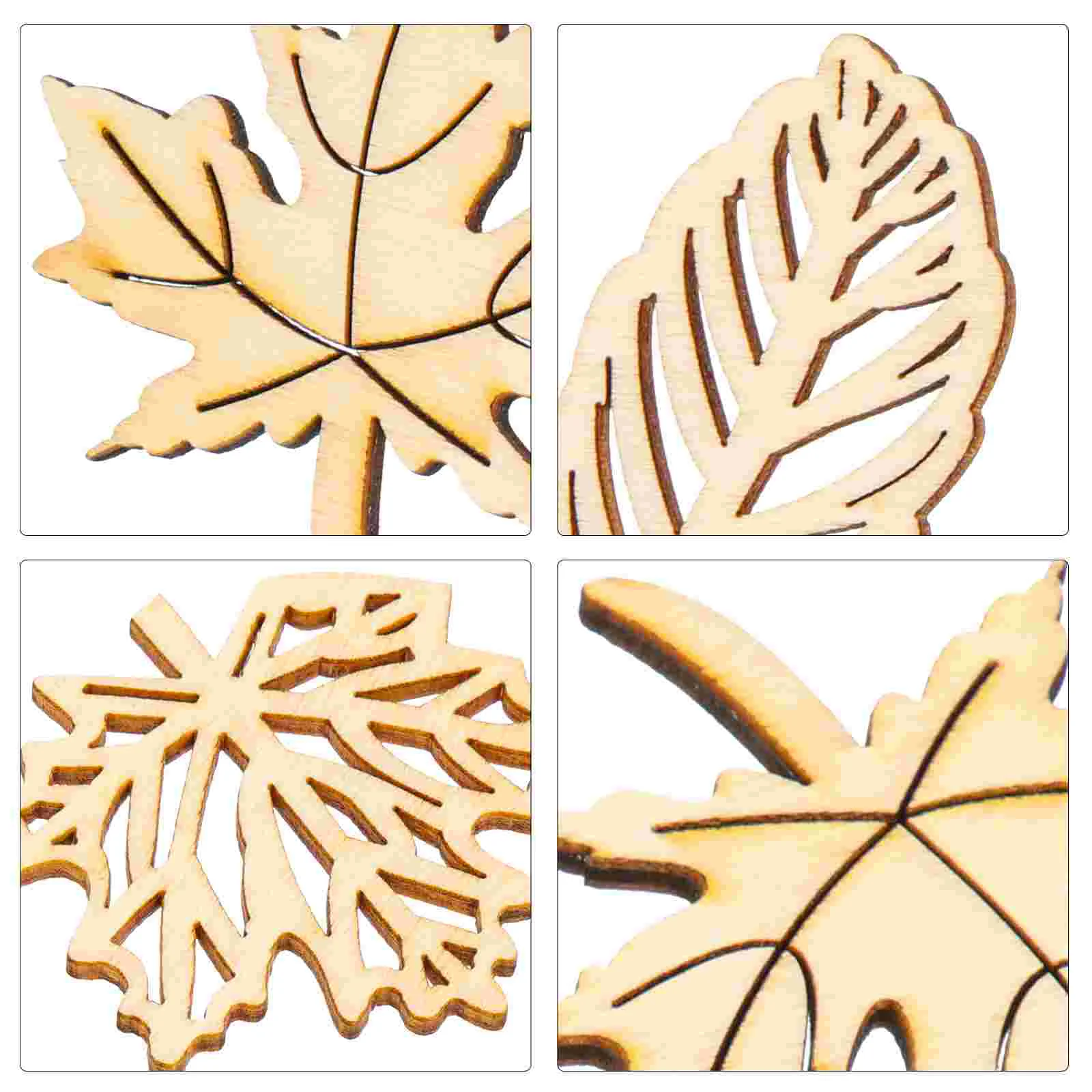 40 PCS Wood Color Unfinished Cutouts Maple Leaf Party Favors Bamboo Crafting Ornament Veneers Slices