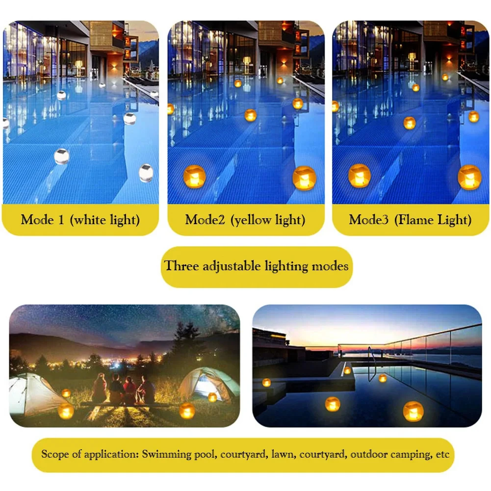 Swimming Pool Light Waterproof Solar Floating Lamp 6500K for Outdoor Garden BalconyRemote Control Outdoor Pool Solar Light IP68