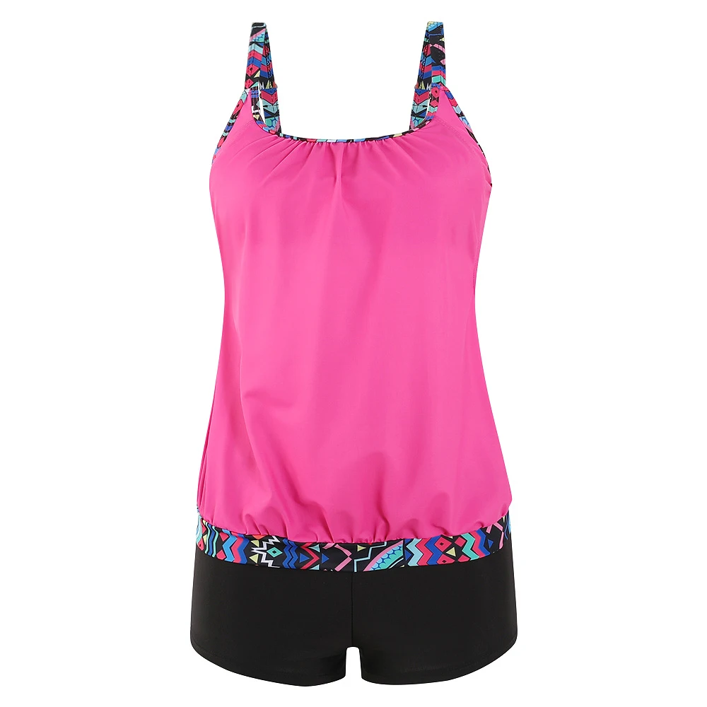 Verão feminino camisola tankini-estilo boxer único maiô na moda impressão sexy conjunto de biquíni maiô de duas peças S-6XL