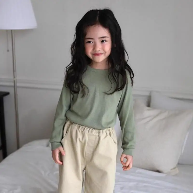 

2025 Autumn New Children Long Sleeve T Shirts Girls Cotton Comfortable Bottoming Shirts Baby Solid Casual Tops Kids Boys Clothes