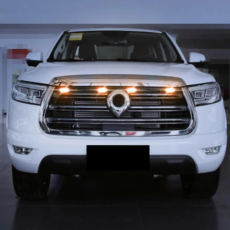 Great Wall Poer Gwm Poer 2019-2023 Car Front Center Grille Yellow LED Light Refitting Decor Lamp Night Warning