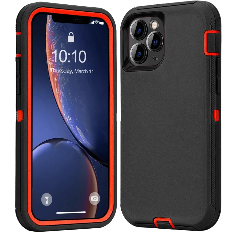 Funda resistente 3 en 1, a prueba de golpes y polvo, para iPhone 15 14 13 12 11 16Pro MAX MINI XSMAX XR X XS SE 6 7 8 PLUS