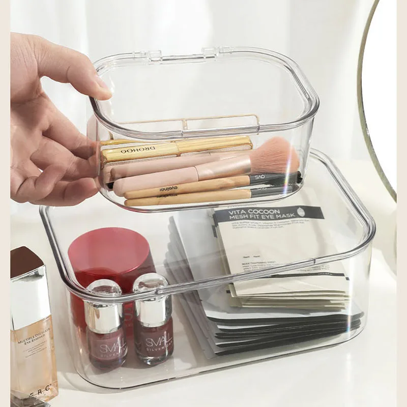 Clear Storage Box with Lid Dustproof Transparent Plastic Box Storage Container Jewelry Box Cosmetic Makeup Organizer For Toy Box