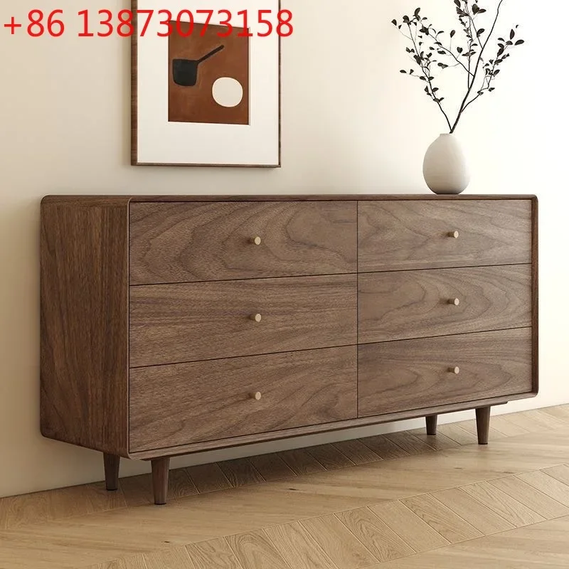 

Solid wood drawer cabinet eight-nine-chest cabinet walnut Nordic fully assembled vertical cabinet storage locker