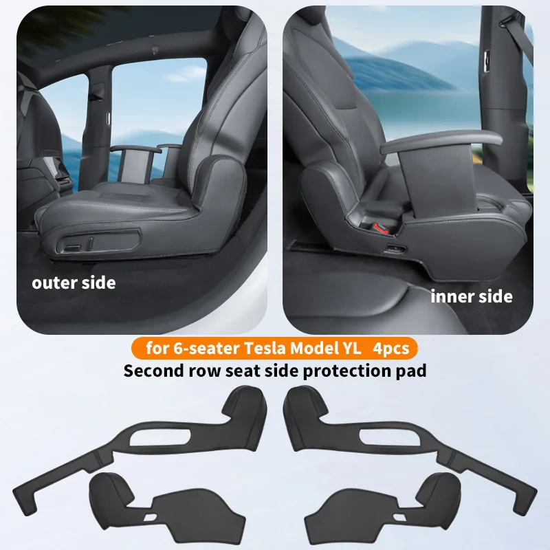 

For 6-seater Tesla Model YL second row seat side kick pad, seat corner protection pad, interior wear pad, 4pcs
