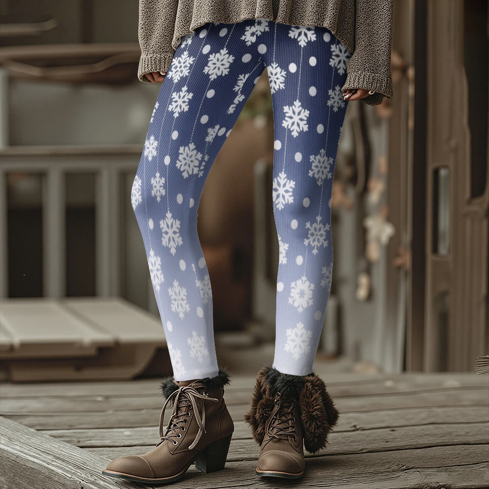 ندفة الثلج الرنة طباعة سميكة الدافئة الشتاء اليوغا السراويل النسائية عيد الميلاد طماق عطلة حزب الجوارب الهيب هوب الشارع الشهير