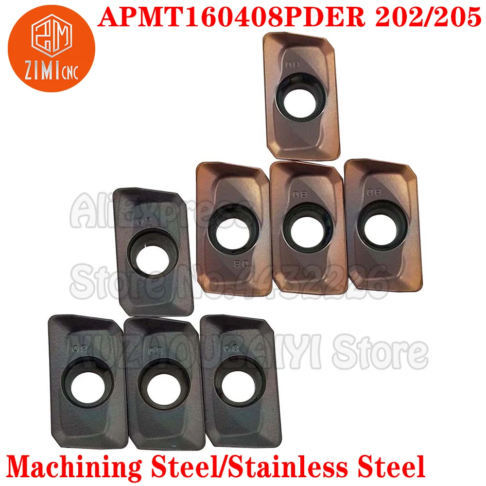 APMT160408PDER 202 APMT160408PDER 205 إدراجات طحن كربيد تحول إدراج APMT 160408 PDER APMT1604 APMT 1604 PDER CNC مخرطة أداة قطع الطحن المفهرسة