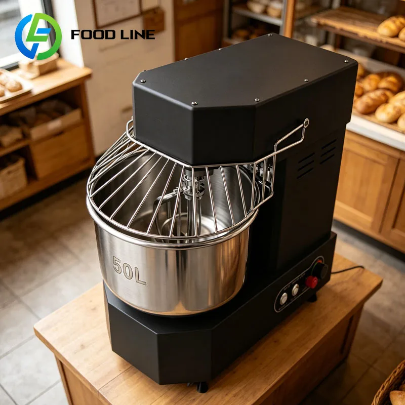 50L Commercial Spiral Dough Mixer Heavy Duty Stainless Steel Bakery Machine For Pizza Bread Restaurant Production Customized