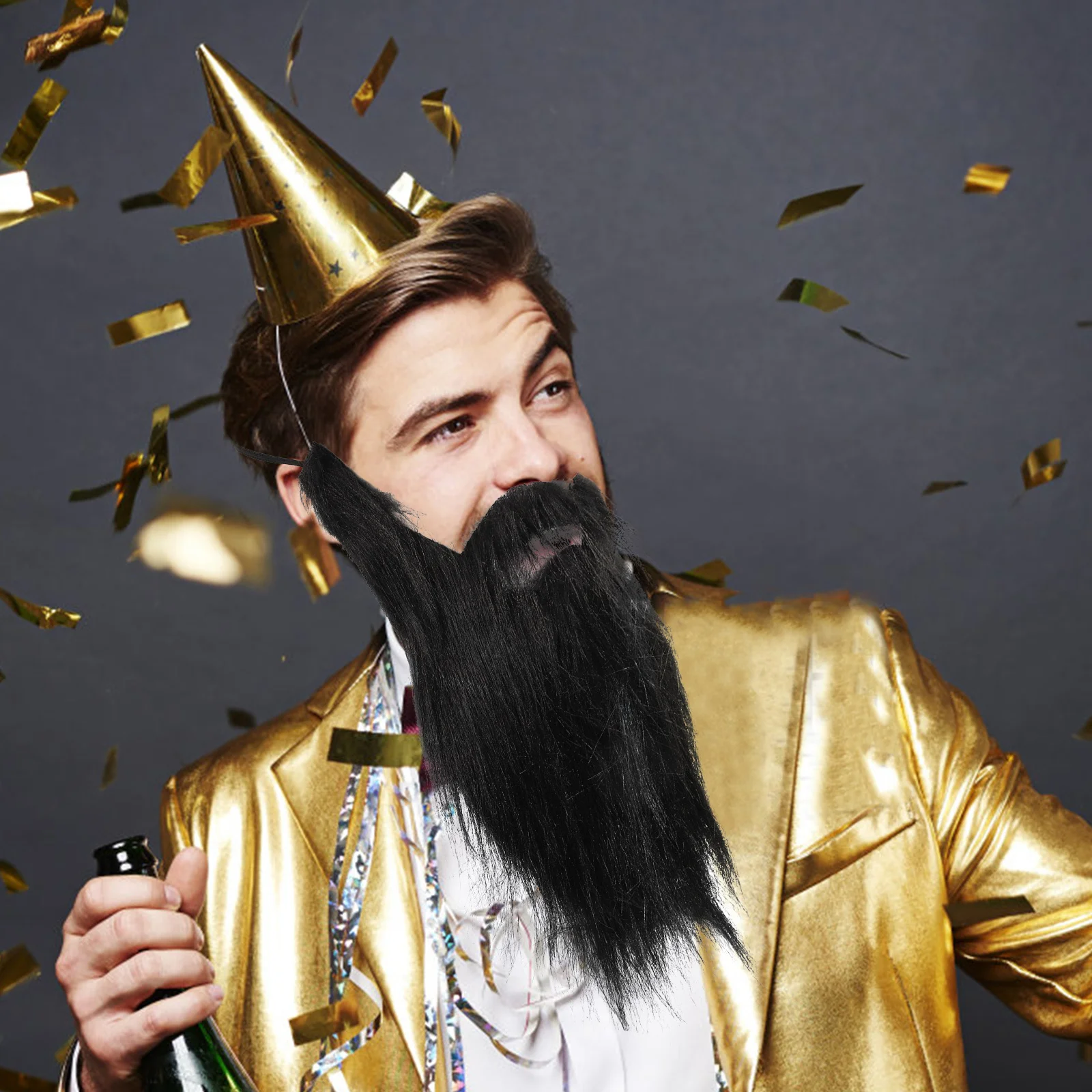 Realistischer schwarzer Bart, gefälscht, für Männer, große volle Gesichtshaar-Requisite für Halloween, Kostüm, Party, Cosplay, Zubehör, gefälschter Bart