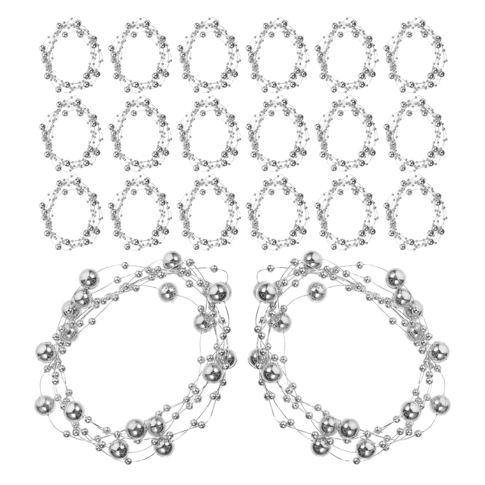 24Pcs Floating String Silver Wedding Table Centerpiece Beads Vase Filler Decorative Strand for Anniversary Party