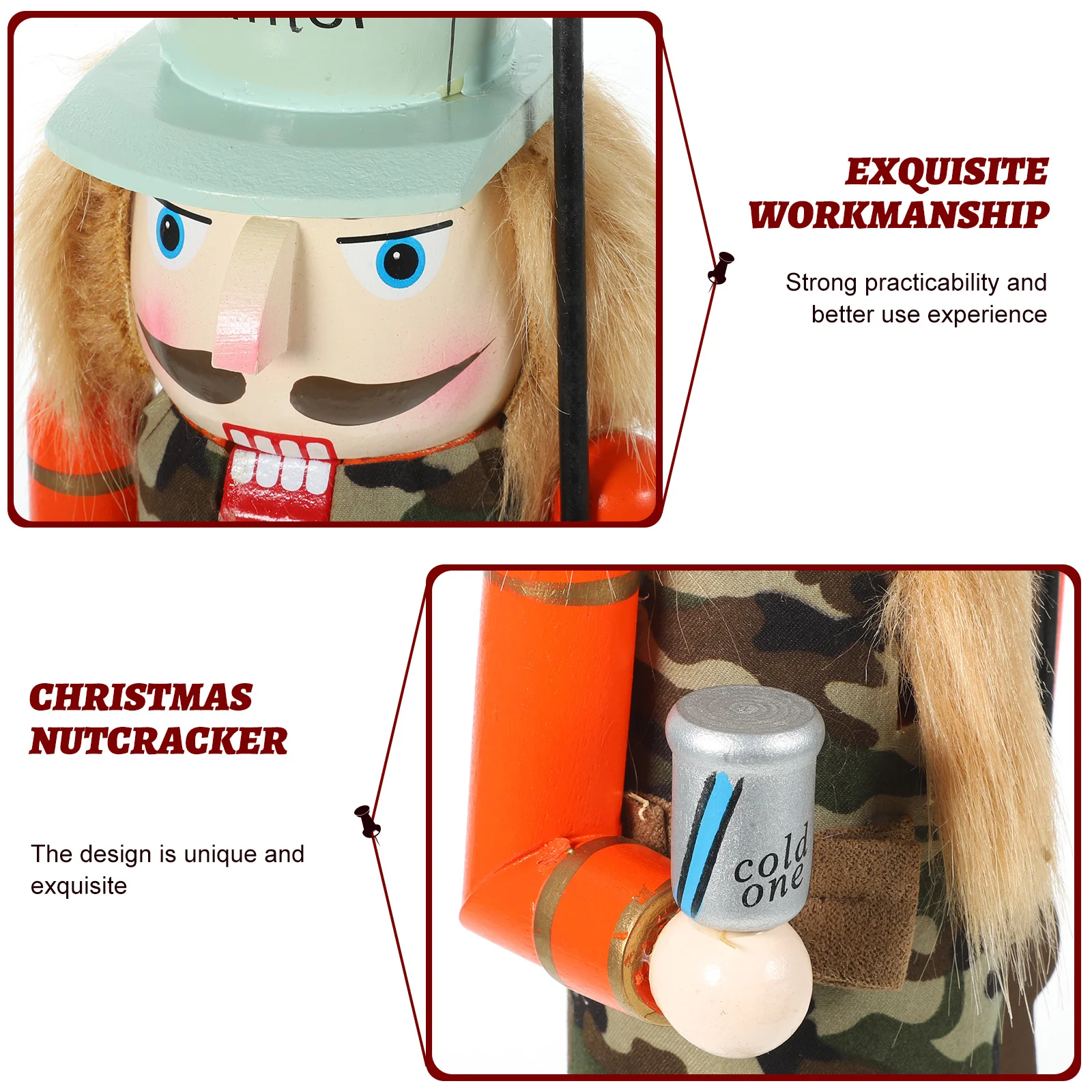 

Christmas Nutcracker Soldier Statue Wood Cloth Material Bright Color Desktop Holiday Decoration Xmas Mantel Table Shelf Ornament