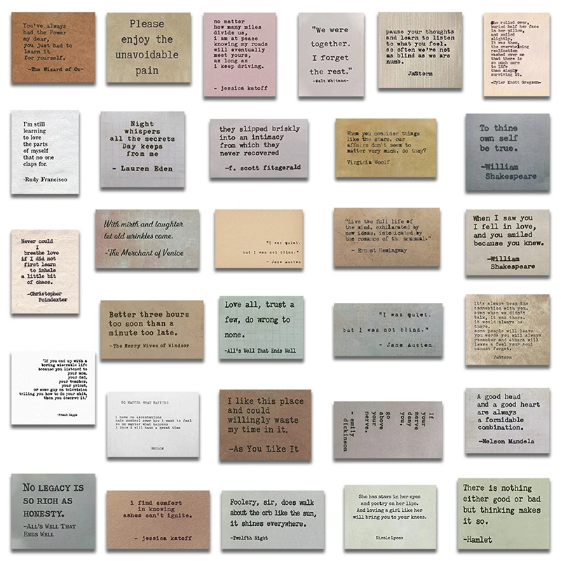 

60Pcs Vintage Notes Celebrity Quotes Graffiti Stickers Decal Skateboard Suitcase Laptop Guitar Cool Waterproof Sticker Kid Toys
