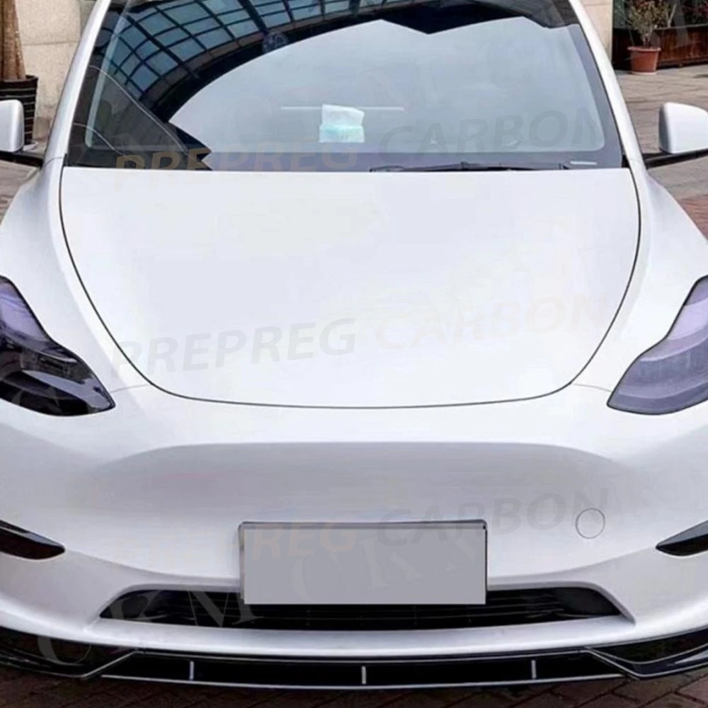 

Carbon Fiber Look Front Lip Spoiler for Tesla Model Y 2021+ 3Pcs/Set Car Bumper Chin Spoiler Car Body Kits Accessories