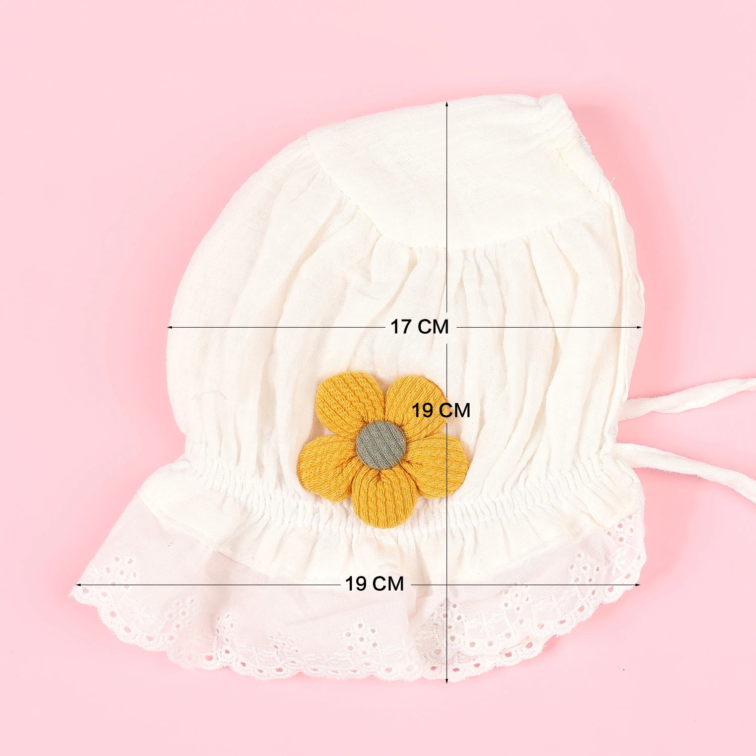 Gorro de algodón suave para bebé, gorros de Color sólido para niña recién nacida, sombrero de princesa con flores de encaje para bebé de 0 a 12 meses