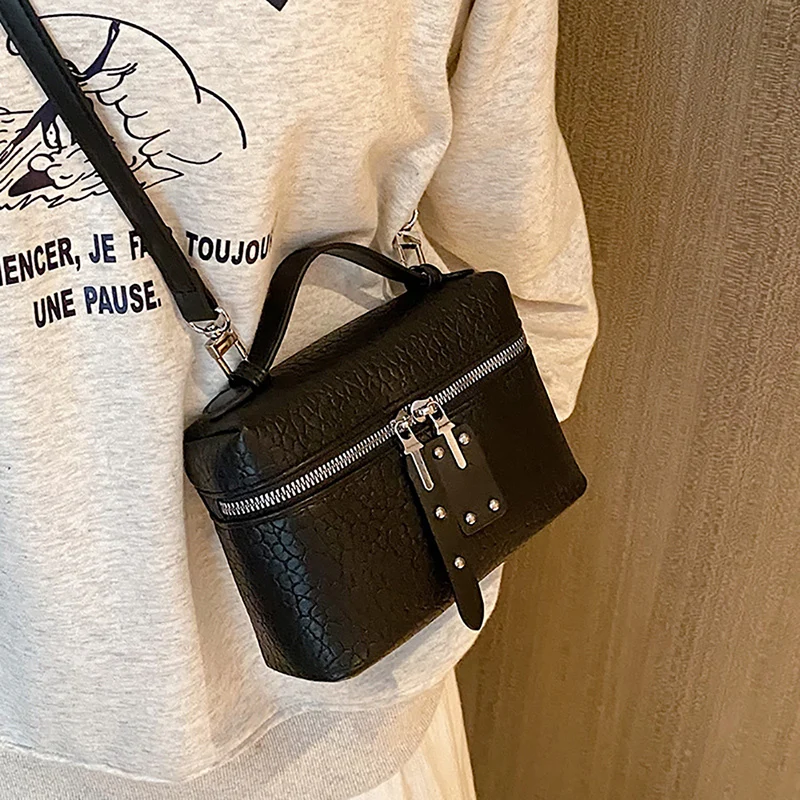 Senior Sense Litchi Leather Mini Square Bag Women\'s 2024 Summer New Fashion Crossbody Bag Korean Style Portable Popular Handbag