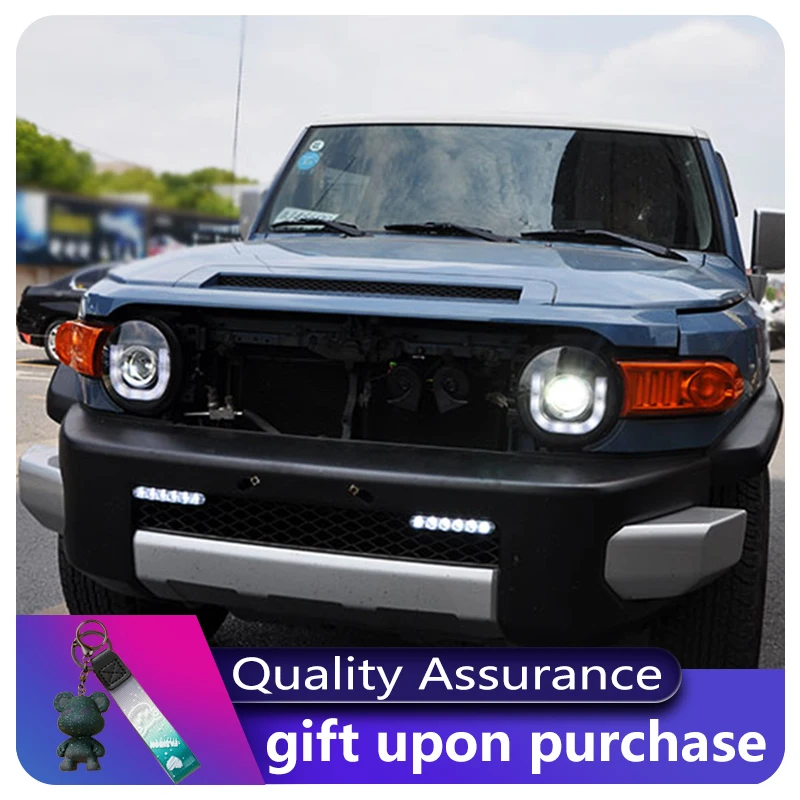 تعديل لتويوتا FJ كروزر 2007-2020 زينون U الجبهة مصباح LED بدوره إشارة DRL العلوي العارض عدسة اكسسوارات السياراتMod #6