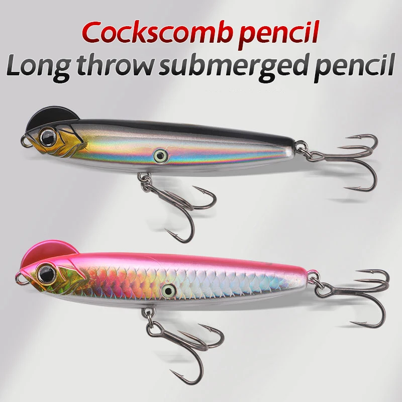 Casting Cockscomb Pencil Road Runner Fake Bait 10g/14g/18g Solid Sinking Pencil Road Runner Triple Hook Full Swimming Layer