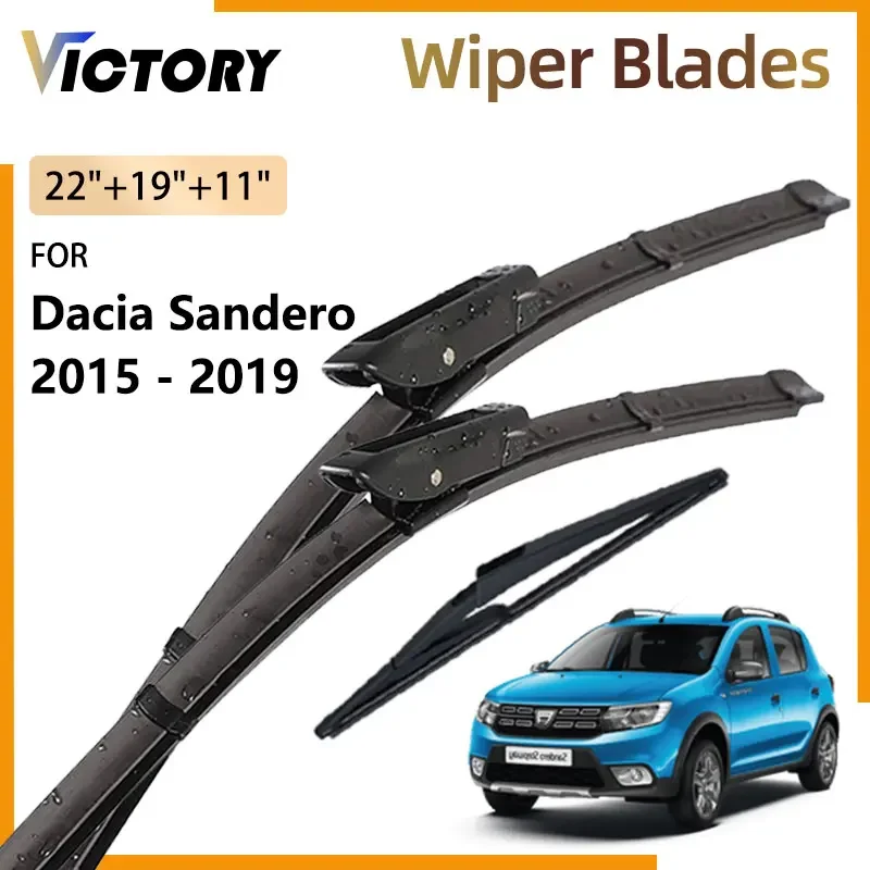 Car Front Rear Wiper Blades For Renault Dacia Sandero Stepway 2 II 2015 - 2019 2018 2017 2016 Windshield Windscreen Window Brush