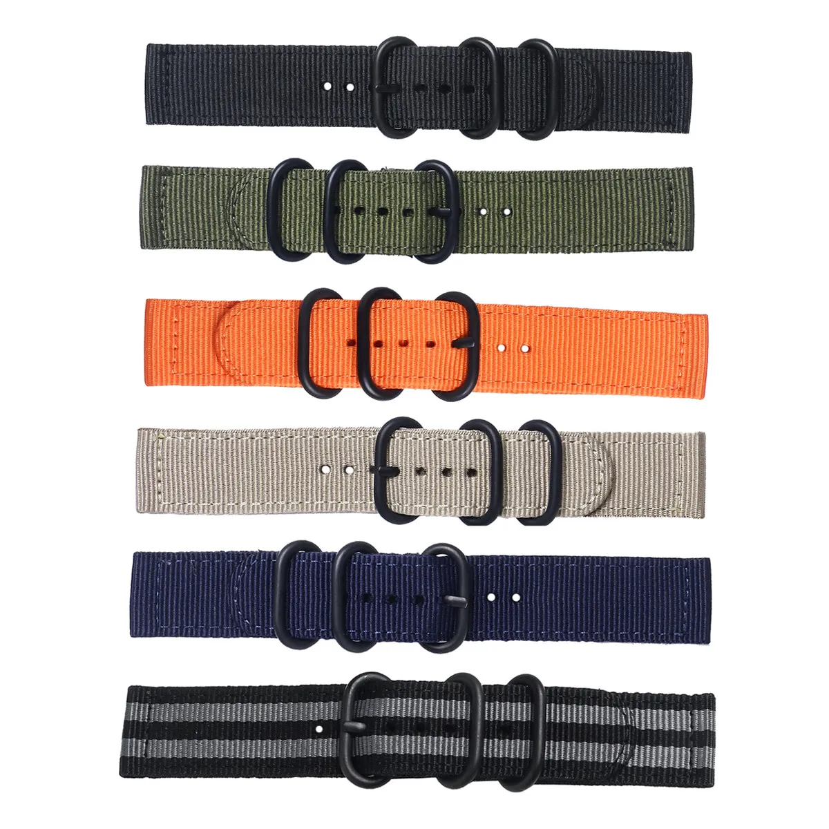 22Mm Nylon Watch Strap Stainless Steel Clasp Seamless Welding Easy Install Secure Fit for Most Watches Khaki with