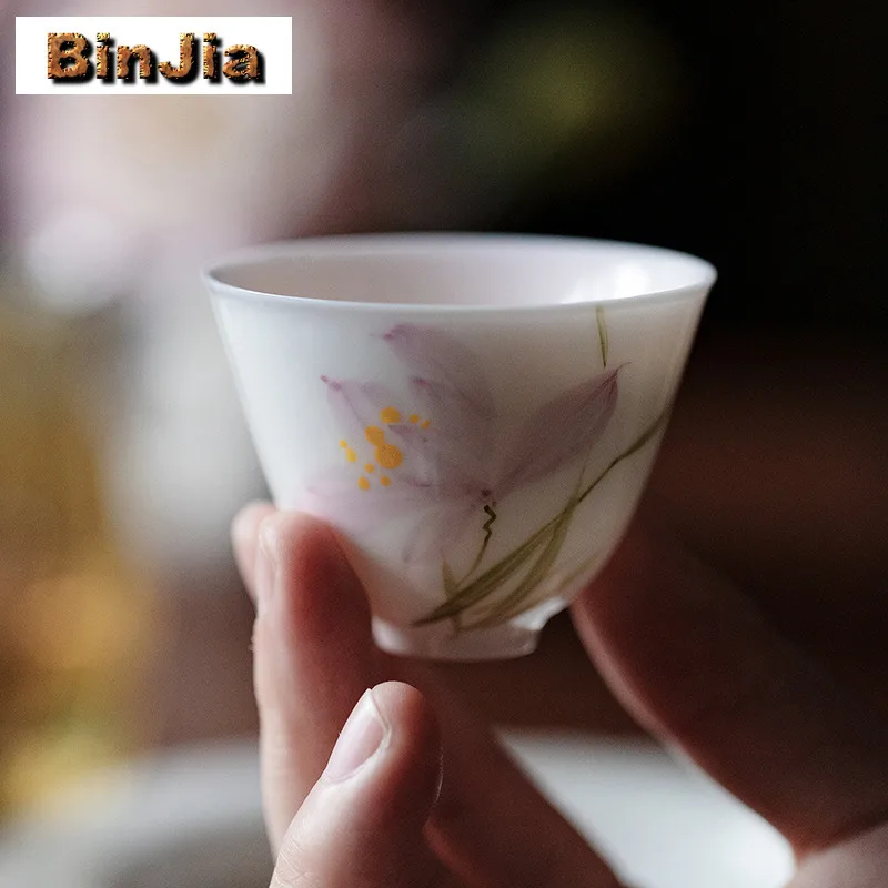 

2 шт./лот, ручная роспись, чайная чашка с куриным сердцем и орхидеей, античная чайная чашка, кружка для дегустации чая, персональная чашка Jianzhan Master Cups Cha 30 мл