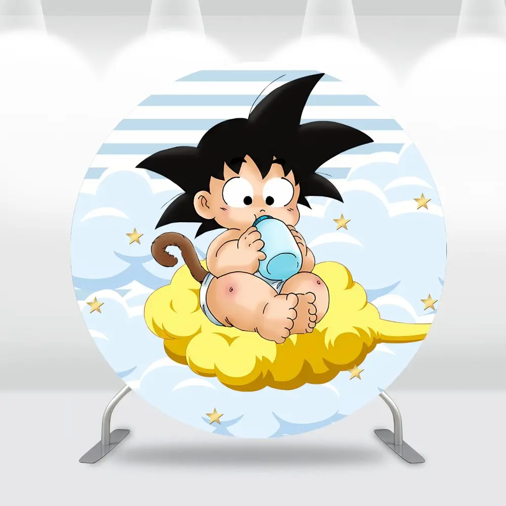 Dragon Ball Round Backdrop Banner Baby Goku Boys Birthday Party Decoration Circle Background Plinth Column Covers