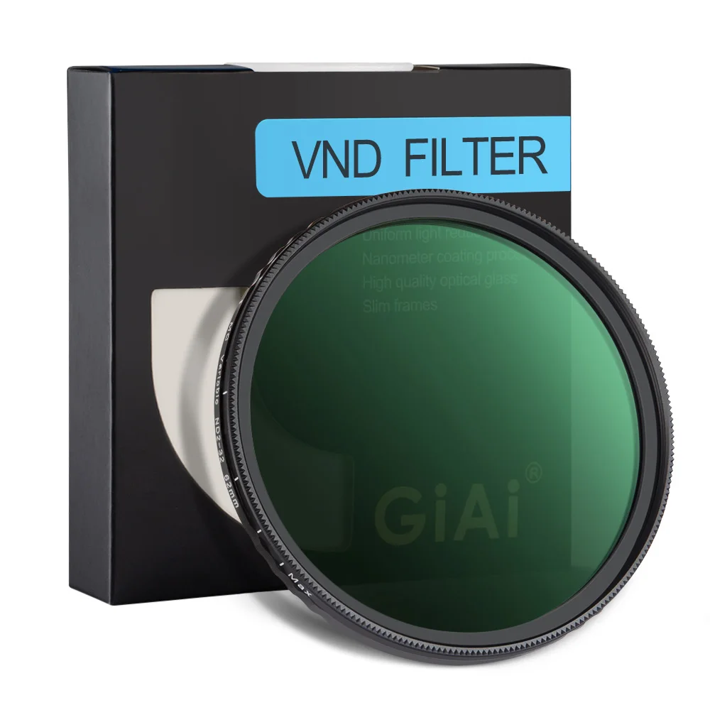 GiAi Nano Coating ND2-ND32 Camera Lens Variable Neutral Density ND Filters 82mm 77mm 72mm 67mm 62mm 58mm 55mm 52mm 49mm