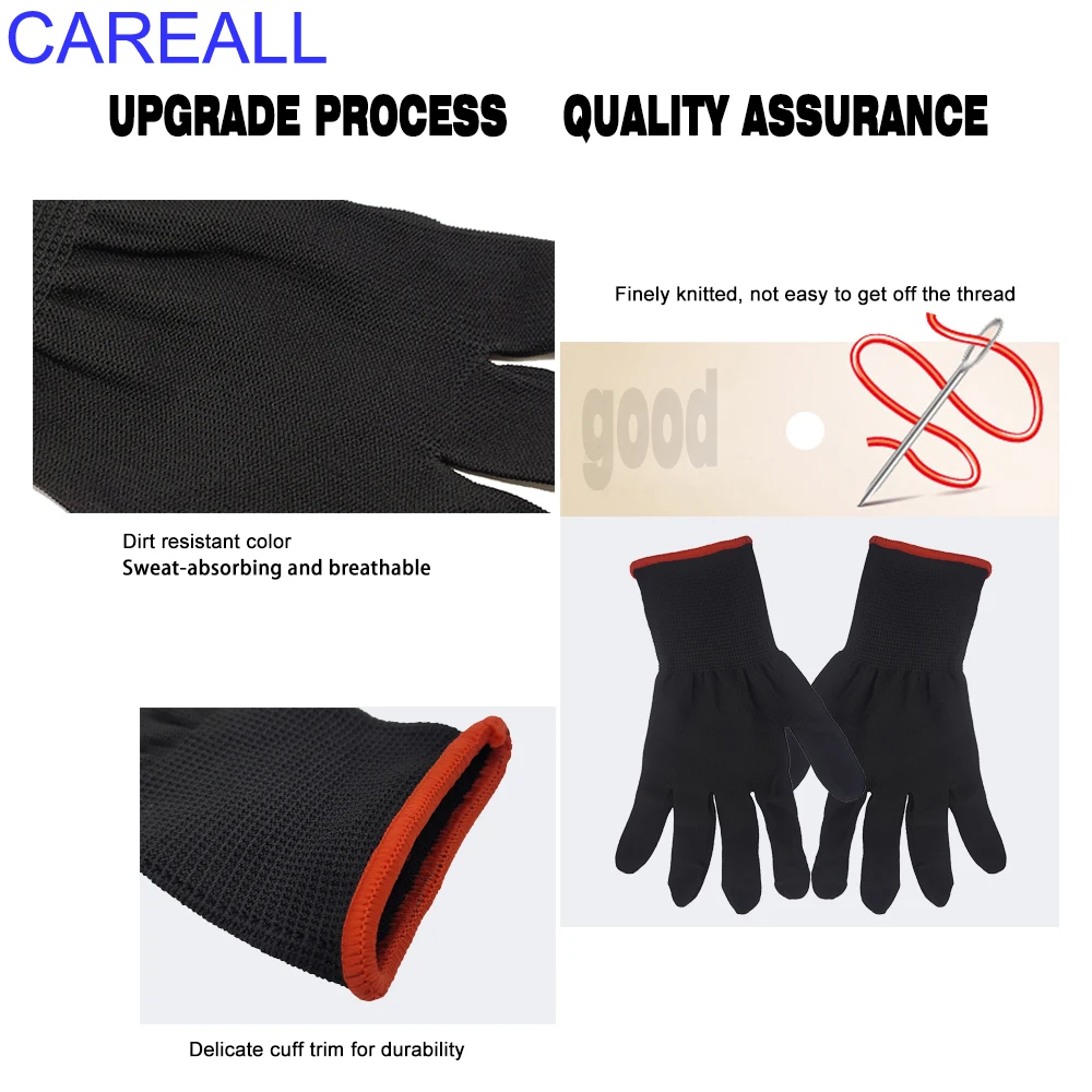 Carelall 5 paia di guanti da lavoro adesivo per auto installa guanto Nylon antistatico pellicola di carbonio involucro in vinile accessorio per lo