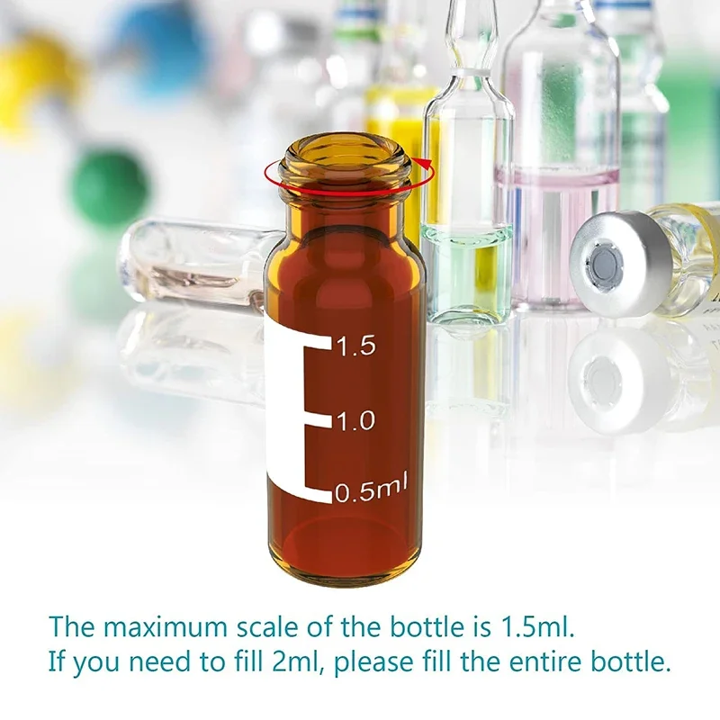100pcs 2ml HPLC Amber Vial with Write-on Spot Brown Chromatography Tubes Scale Reagent Serum Storage Bottle 100/pk view 5