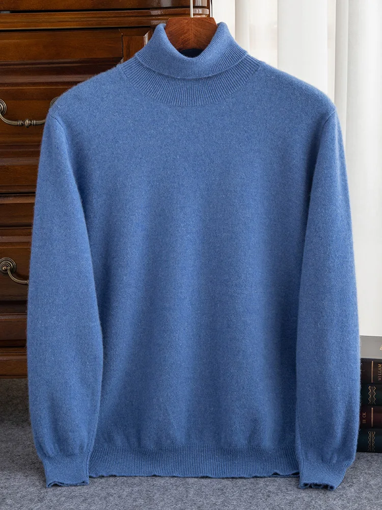Men's Turtleneck Pullover Smart Casual Sweater 100% Cashmere Knitwear Autumn Winter Basic Pure Colour Soft Warm Jumpers Fashion