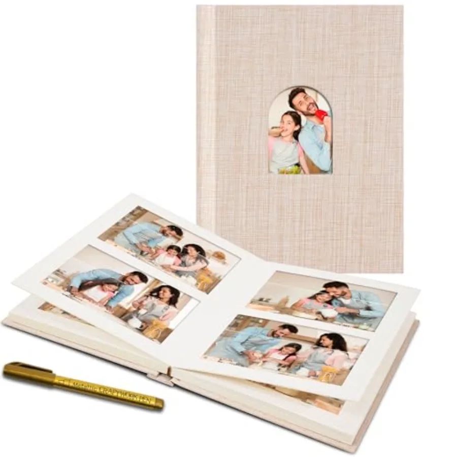 

Premium Small Photo Album 4x6 with 60 Pockets Linen Cover Memory Book with Writing Space Ideal for Wedding Photo Albums Baby Bo