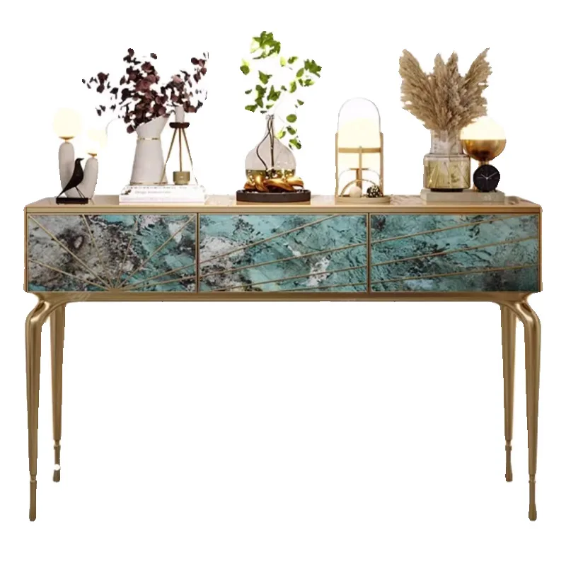 

Italian light luxury entrance table, entrance cabinet opposite the door, green luxury stone entrance table