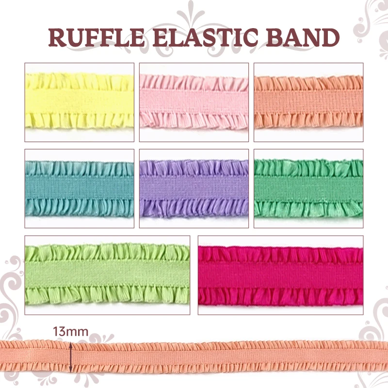 

10/20Yards 13mm Double-sided Earloop Elastic Band Clothes Dress Rubber Ribbon Underwear Waist Stretch Lace Trims DIY Accessory