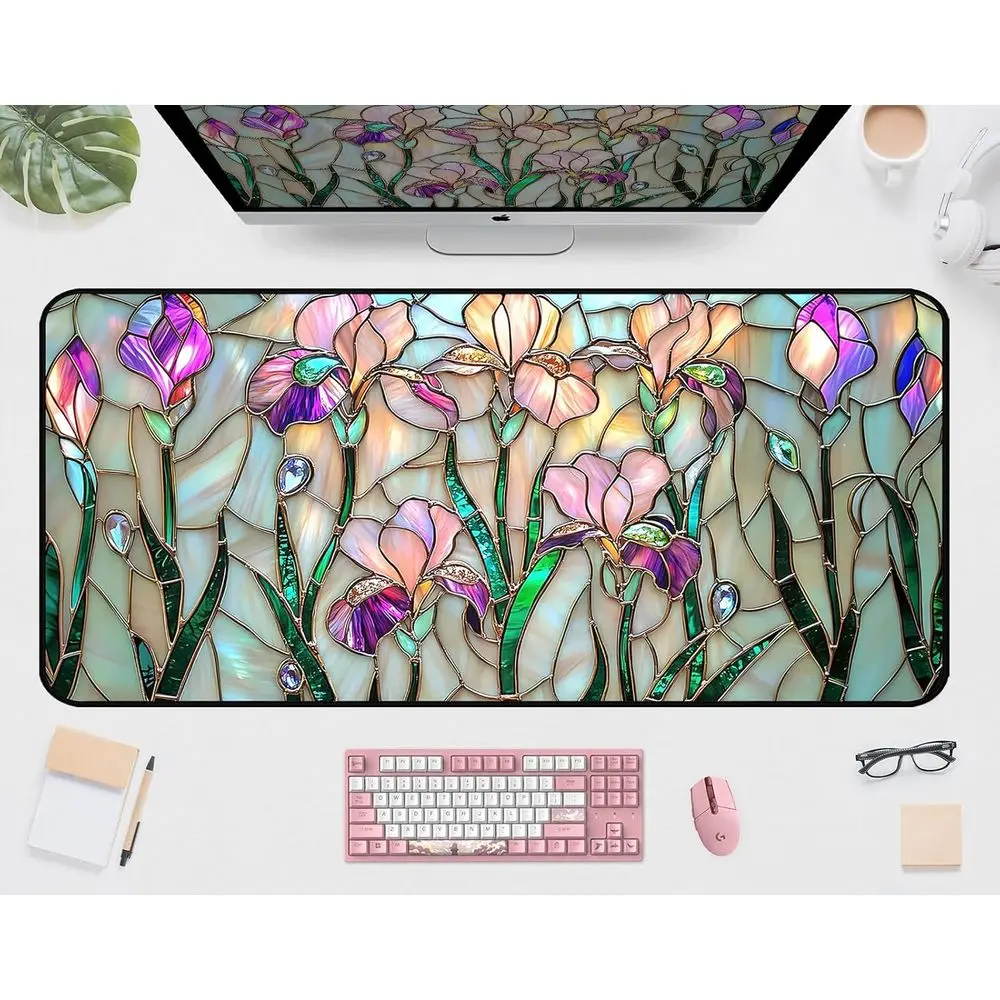 

Extended Large Gaming Desk Mouse Pad, Plant Pattern, XL Keyboard Mat, Women's Desk Protector, 31.5X15.7