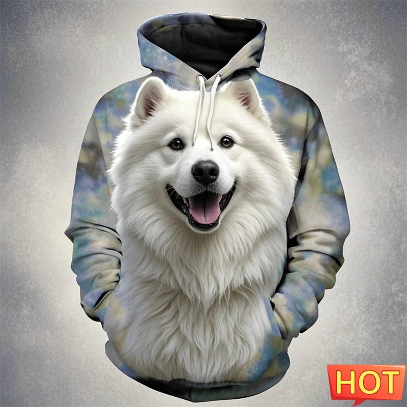 

Harajuku 3D Printed Cute Animal Siberia Samoyed Hoodies Doggy Samoyedskaya Graphic Hooded Sweatshirts Funny Mens Clothing Hoodie