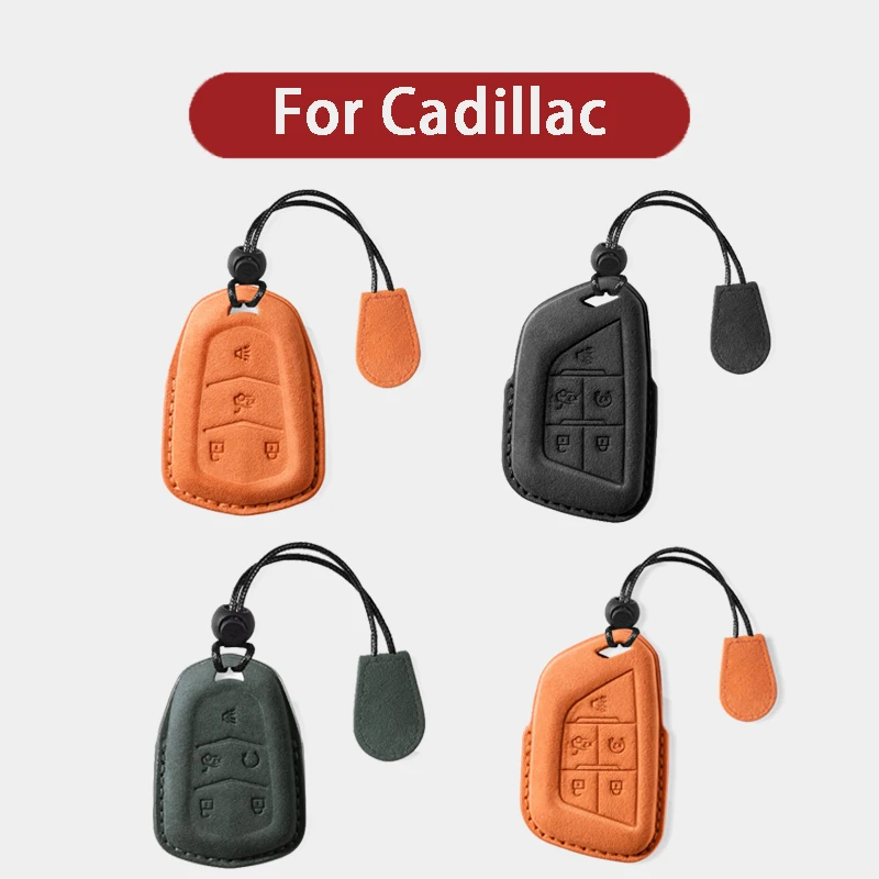 

Suede Leather Car Key Case Cover Holder Shell Fob For Cadillac ESV Escalade ATS CT6 CTS DTS XT5 Escalade ESV SRX STS XTS ELR XLS