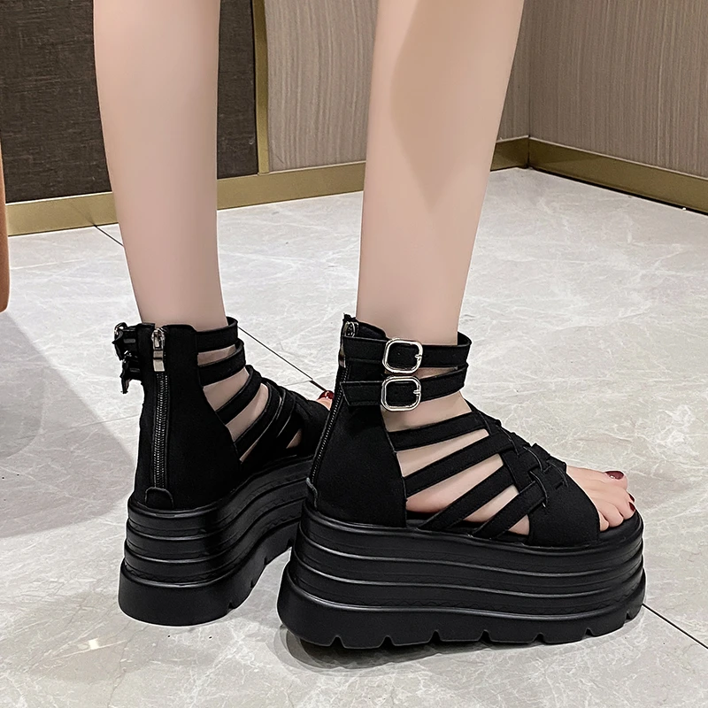 Summer Sandals 8CM Wedge Heels Sneakers New  Women Beach Flip Flop High Platform Casual Sandals Breathable Walking Slippers