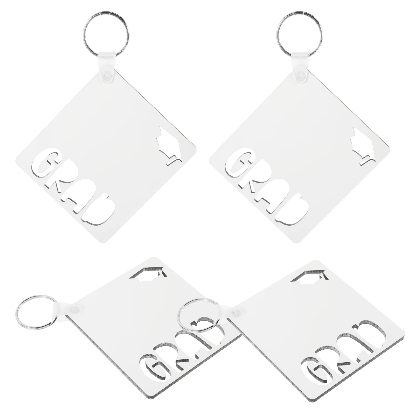 

Blank Keychain Ornament Sublimation Blanks 4 Pcs Smooth Durable DIY Heat Transfer Decoration Unfinished Keychain Craft