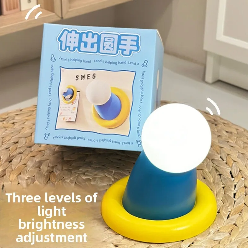 Extendable Round Hand Night Cute Fridge Magnetic Creative Silicone Bedside Desktop Tap Light