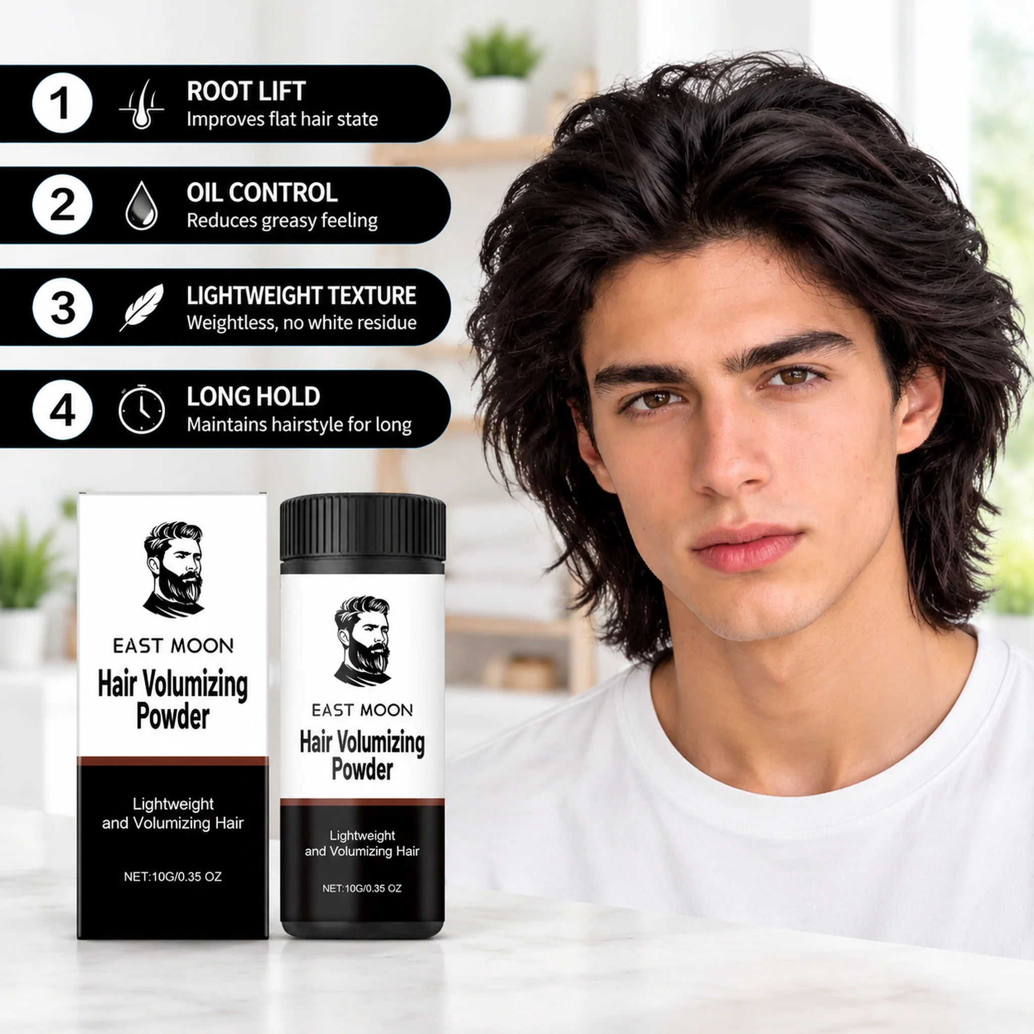 East Moon Hair Fluffy Powder For Man Instantly Shape Natural Styling Strong Oil Absorption Refreshing Quickly Fluffy Hair Powder