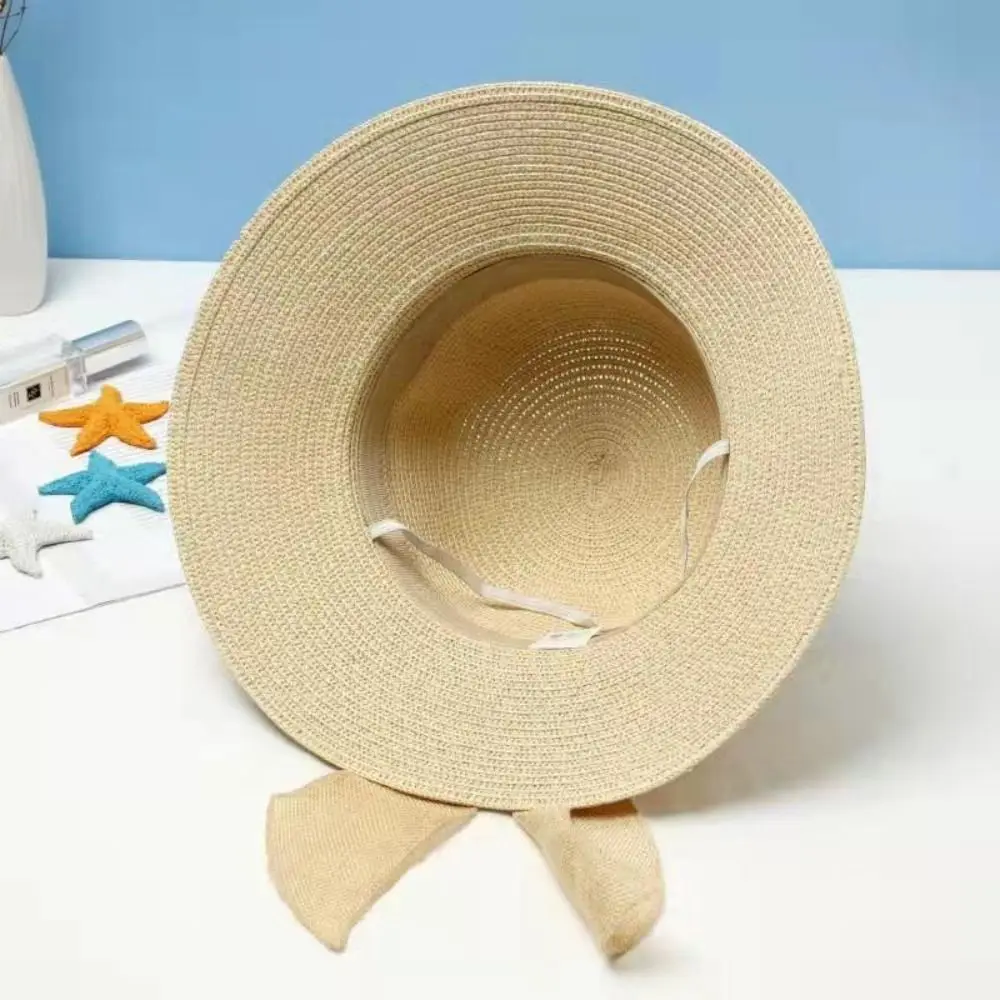 Fashion Flat Bowknot Panama Lady Hat Summer Hats For Women Sun Hat Beach Ladies Sun Hats For Women Straw Hat