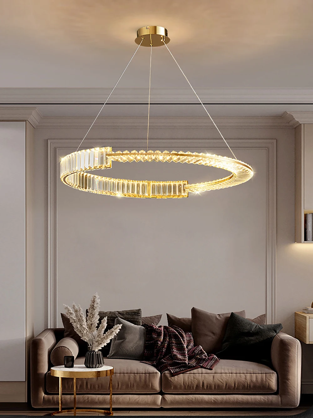 Chandelier New Nordic LED Luxury Crystal Ring Ceiling Chandelier with Remote Control Home Decoration Lustre Lighting Fixtures