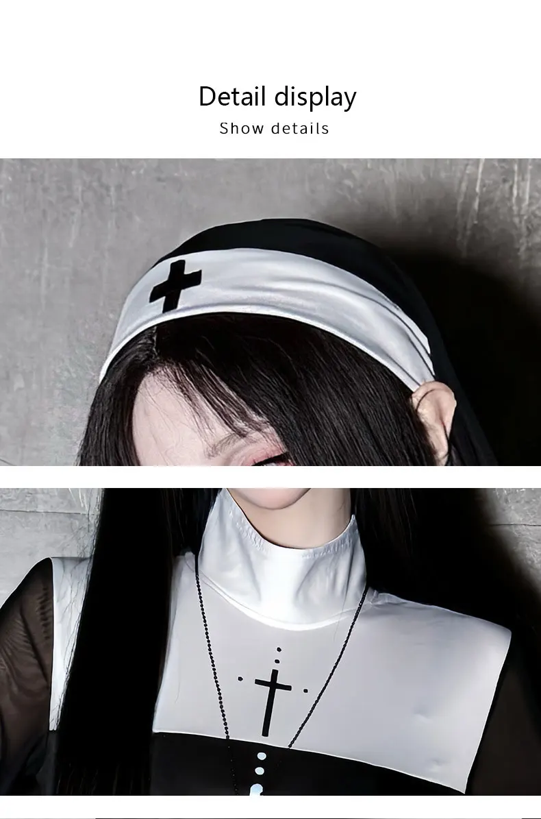 2026 Halloween adult costume cosplay sexy nun costume Nun carnival cosplay performance costume view 4