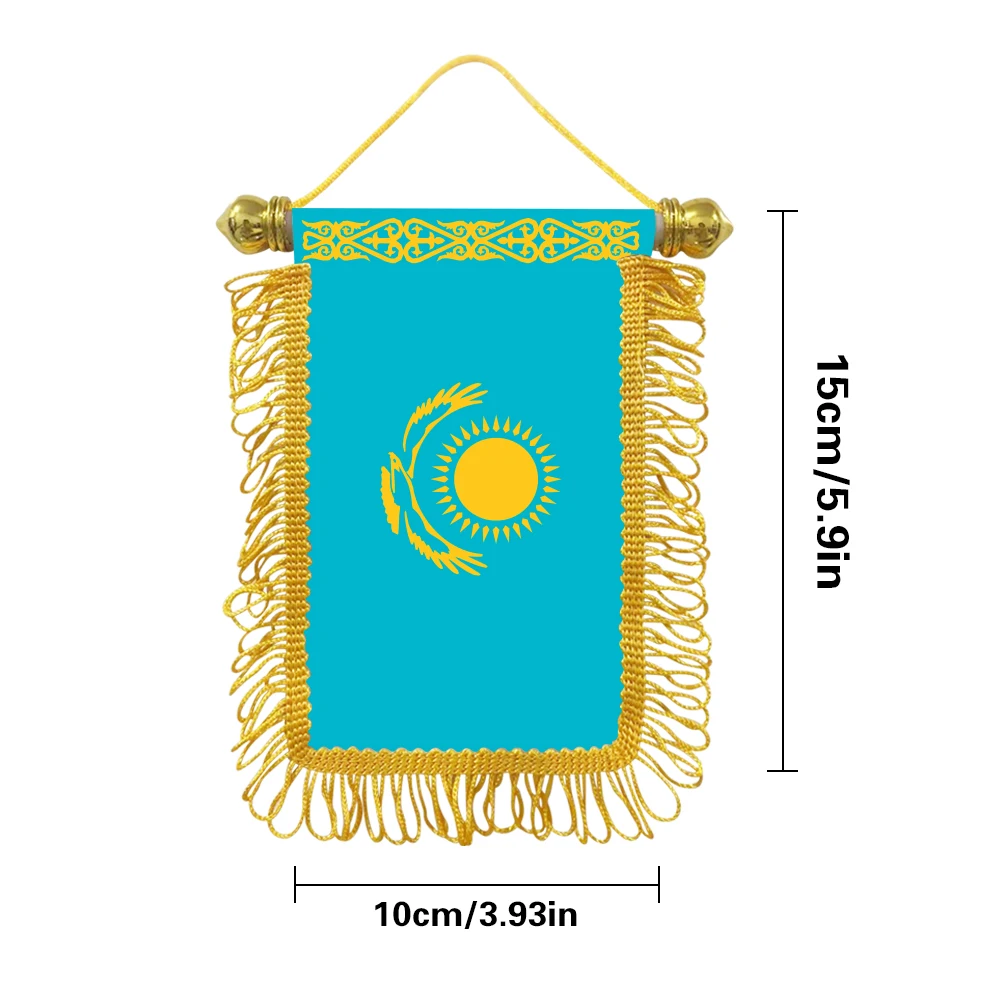 Kazakh small hanging flag 10x15cm triangular flag car decoration hanging flag double-sided pattern with suction cup