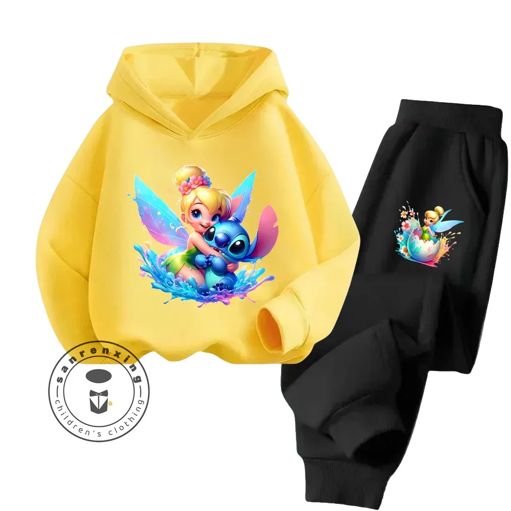 

2024 Tinker Bell Long Sleeve Fashionable Tops Lovely Kawaii Pattern Suitable for Kids Bright Colors Fall Winter Hoodie Tracksuit
