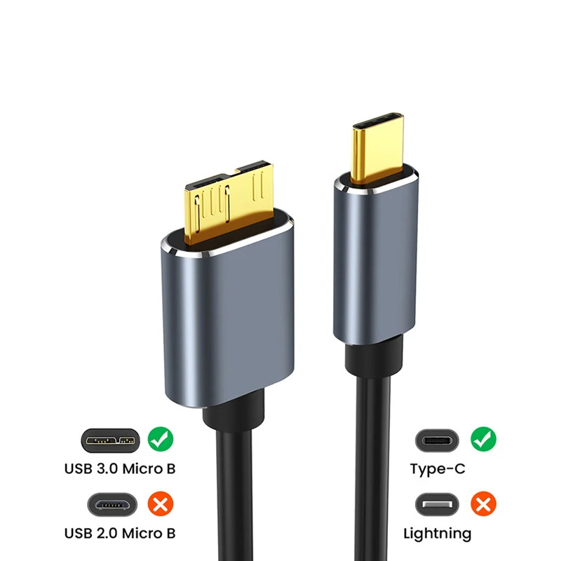 Kabel USB C 3.0 do Micro B 5Gbps 3A Szybki kabel do synchronizacji danych do Macbooka Dysk twardy HDD SSD Obudowa Kabel typu C Micro B Konwerter