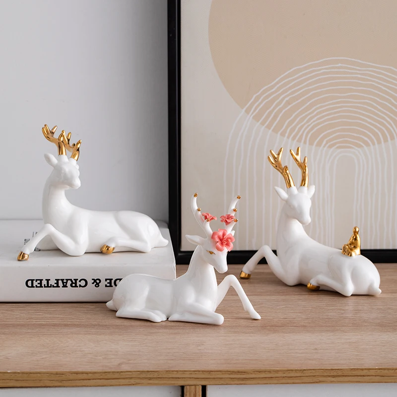 

Shumen White Porcelain - A Deer - Decorative Piece for Your Desktop, Living Room, Office - Ceramic Creative Home Decoration - Gi
