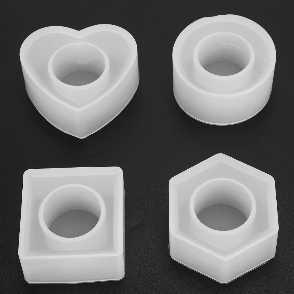 4pcs Jewelry Tools Hexagon Resin Mold Square Heart Silicone Mold White Round DIY Silicone Mold DIY Crafts