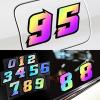 Motorcycle Racing Arabic Numbers Stickers DIY Refit Reflective Rainbow Sticker Number Moto Fashion Vinyl Decals Decor 0123456789