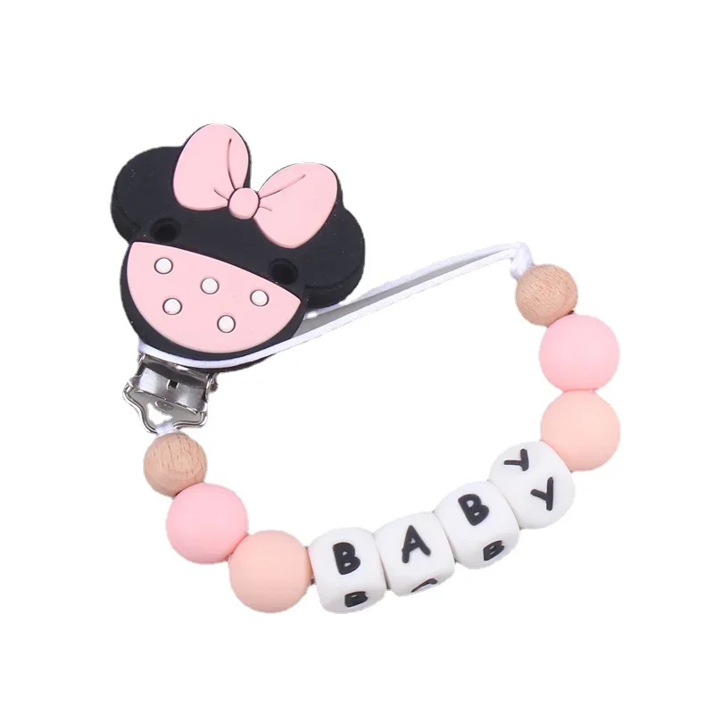 Clip per ciuccio personalizzate per bambini perline in Silicone Anti-Lostfor supporto per capezzolo fittizio nome in Silicone fai da te catena per ciuccio giocattoli per la dentizione